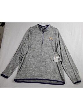 Colosseum LSU Tigers Quarter-Zip Pullover Shirt Men's Large Gray NWT